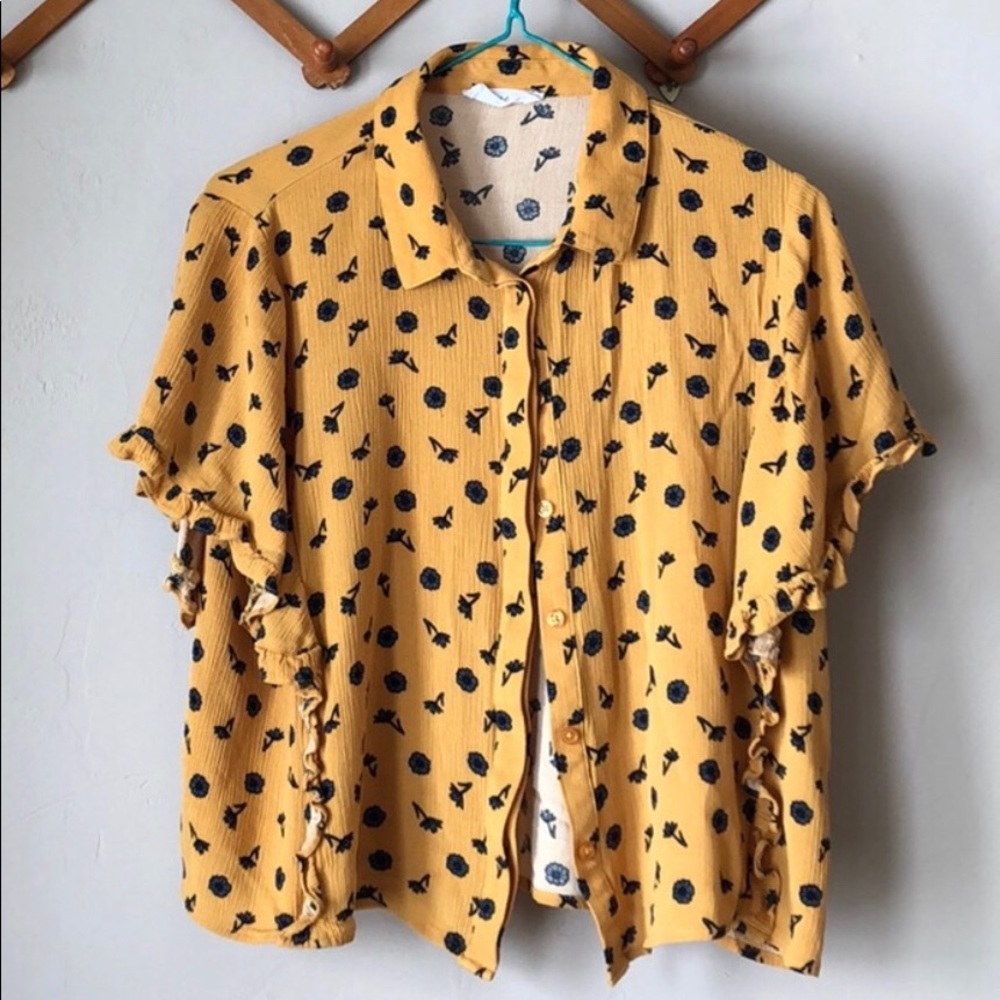 Crop button down blouse